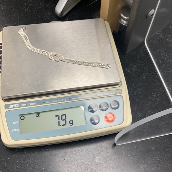 Sterling silver diamond cut multi link knot bracelet, 7”L, gently worn - Picture 6 of 7